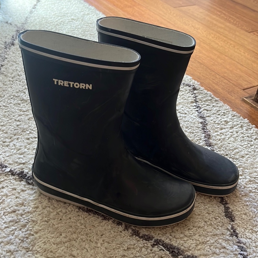 Tretorn rubber rain booties, navy size 8